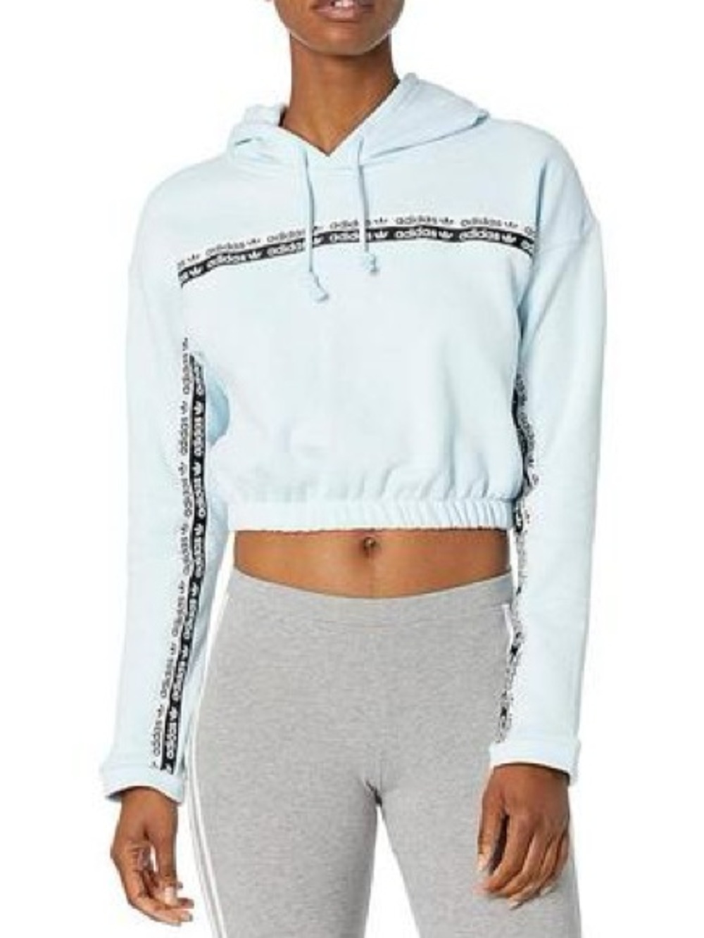 Adidas Cropped Hoodie Sky Blue Size 2XS